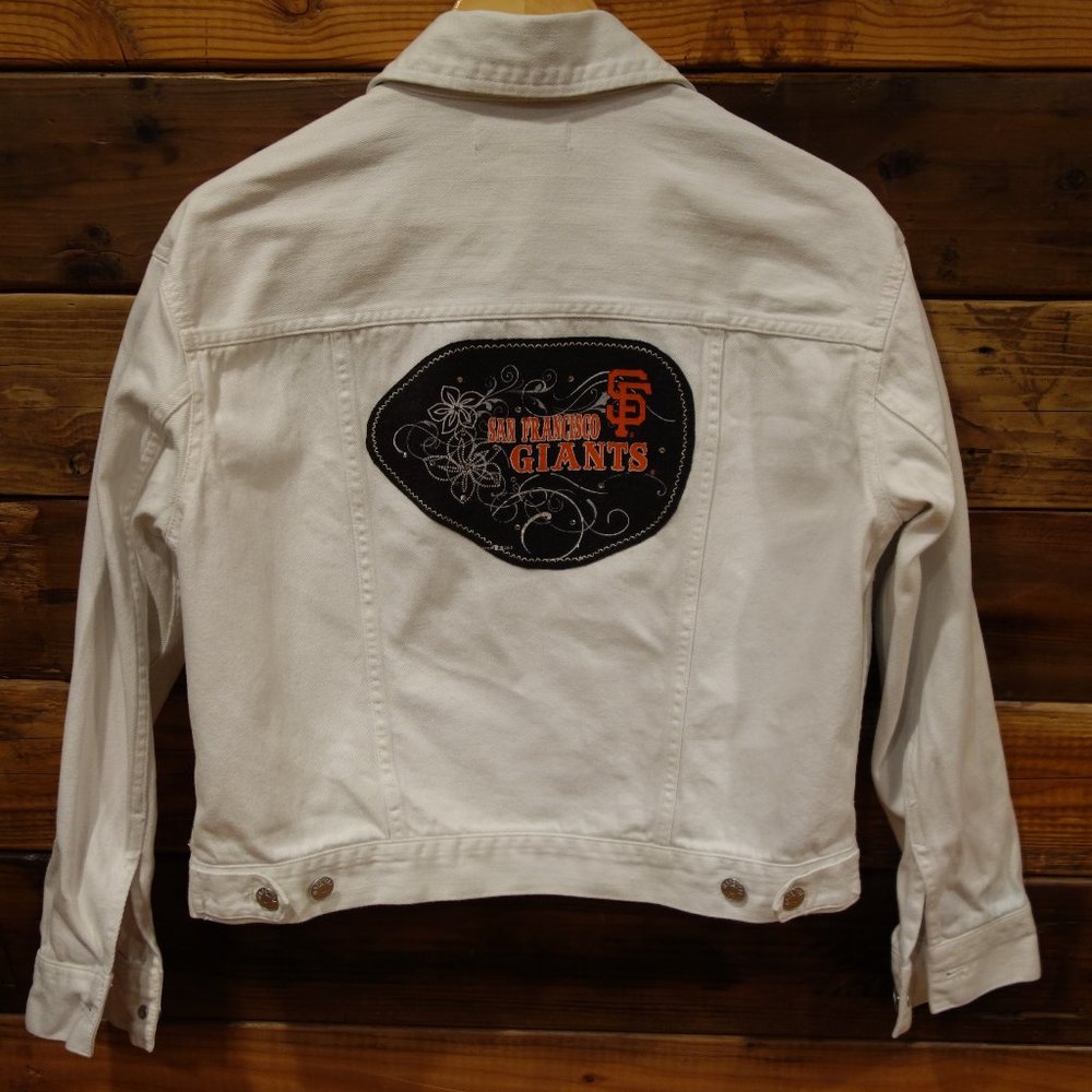 San Francisco Giants One-of-a-Kind Custom Madewell White Jean Jacket - M